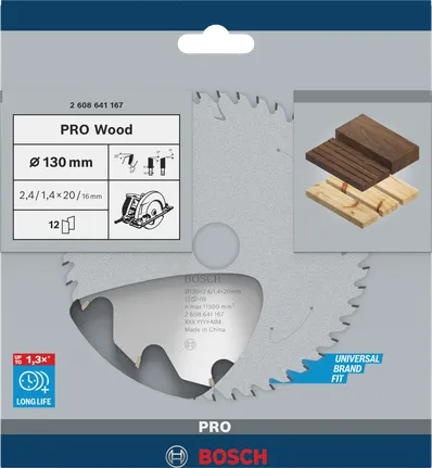 Puidusae ketas PRO Wood Circular, 130 × 2,4 × 20 mm, T12 Bosch Professional – Bosch Professional