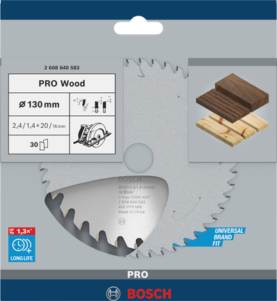 Puidusae ketas PRO Wood Circular, 130 × 2,4 × 20 mm, T30 Bosch Professional – Bosch Professional