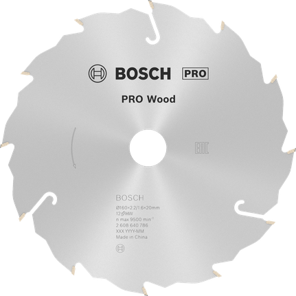 Puidusae ketas PRO Wood Circular, 160 × 2,2 × 20 mm, T12 Bosch Professional – Bosch Professional