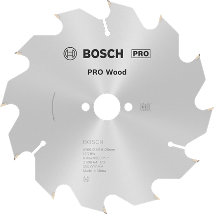 Puidusae ketas PRO Wood Circular, 160 × 2,6 × 20 mm, T12 Bosch Professional – Bosch Professional
