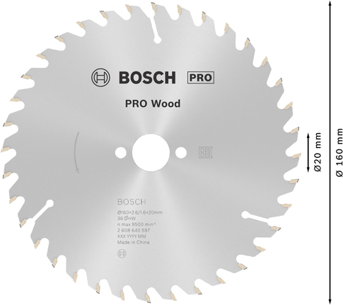 Puidusae ketas PRO Wood Circular, 160 × 2,6 × 20 mm, T36 Bosch Professional – Bosch Professional