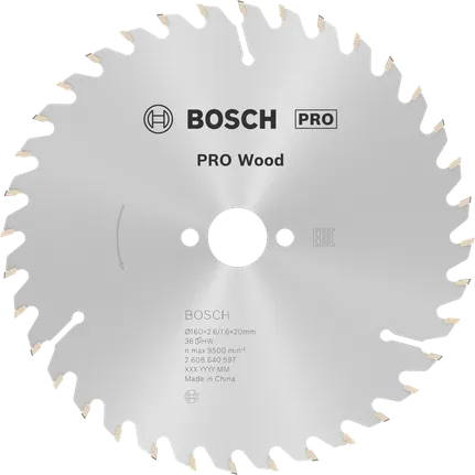 Puidusae ketas PRO Wood Circular, 160 × 2,6 × 20 mm, T36 Bosch Professional – Bosch Professional