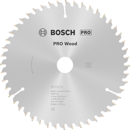 Puidusae ketas PRO Wood Circular, 160 × 2,6 × 20 mm, T48 Bosch Professional – Bosch Professional