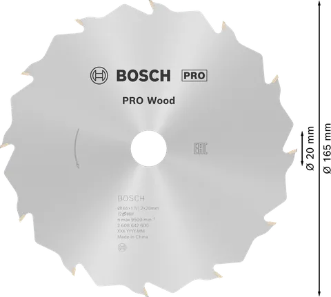 Puidusae ketas PRO Wood Circular, 165 × 1,7 × 20 mm, T12 Bosch Professional – Bosch Professional