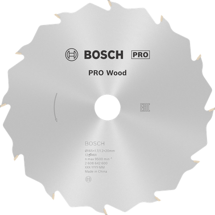 Puidusae ketas PRO Wood Circular, 165 × 1,7 × 20 mm, T12 Bosch Professional – Bosch Professional