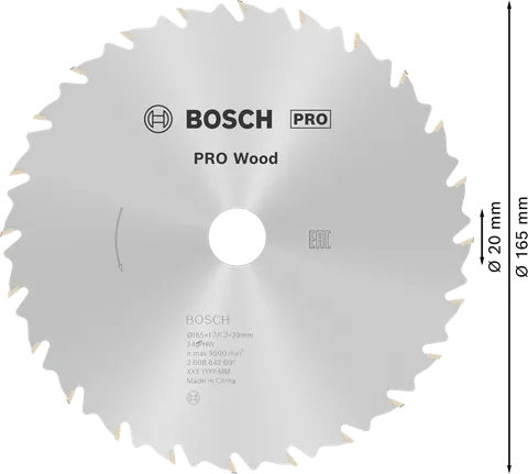Puidusae ketas PRO Wood Circular, 165 × 1,7 × 20 mm, T24 Bosch Professional – Bosch Professional