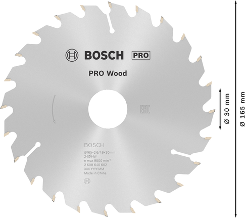 Puidusae ketas PRO Wood Circular, 165 × 2,6 × 30 mm, T24 Bosch Professional – Bosch Professional