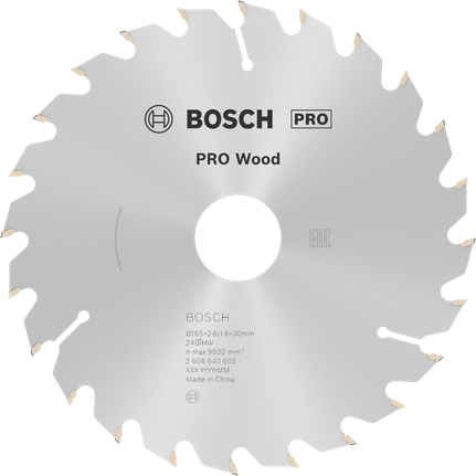 Puidusae ketas PRO Wood Circular, 165 × 2,6 × 30 mm, T24 Bosch Professional – Bosch Professional