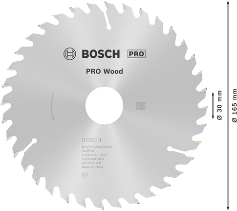 Puidusae ketas PRO Wood Circular, 165 × 2,6 × 30 mm, T36 Bosch Professional – Bosch Professional