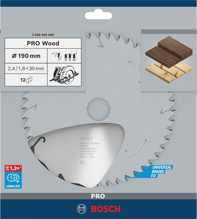 Puidusae ketas PRO Wood Circular, 190 × 2,4 × 30 mm, T12 Bosch Professional – Bosch Professional