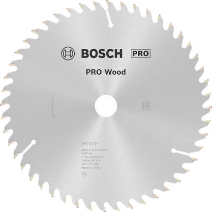 Puidusae ketas PRO Wood Circular, 190 × 2,6 × 20 mm, T48 Bosch Professional – Bosch Professional