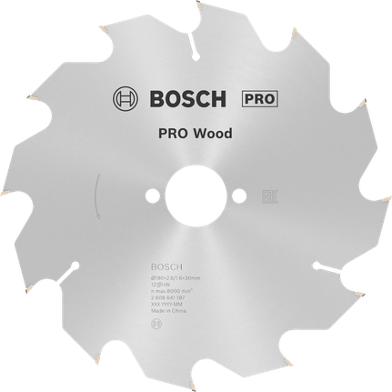 Puidusae ketas PRO Wood Circular, 190 × 2,6 × 30 mm, T12 Bosch Professional – Bosch Professional