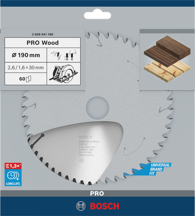 Puidusae ketas PRO Wood Circular, 190 × 2,6 × 30 mm, T60 Bosch Professional – Bosch Professional