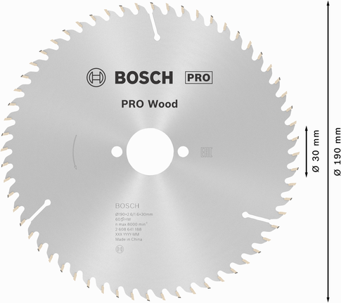 Puidusae ketas PRO Wood Circular, 190 × 2,6 × 30 mm, T60 Bosch Professional – Bosch Professional