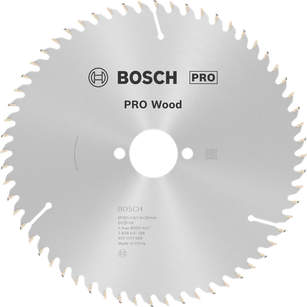 Puidusae ketas PRO Wood Circular, 190 × 2,6 × 30 mm, T60 Bosch Professional – Bosch Professional