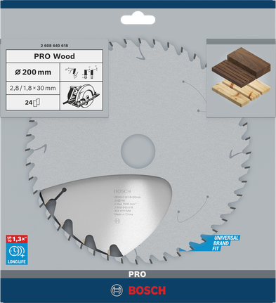 Puidusae ketas PRO Wood Circular, 200 × 2,8 × 30 mm, T24 Bosch Professional – Bosch Professional