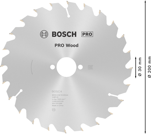 Puidusae ketas PRO Wood Circular, 200 × 2,8 × 30 mm, T24 Bosch Professional – Bosch Professional