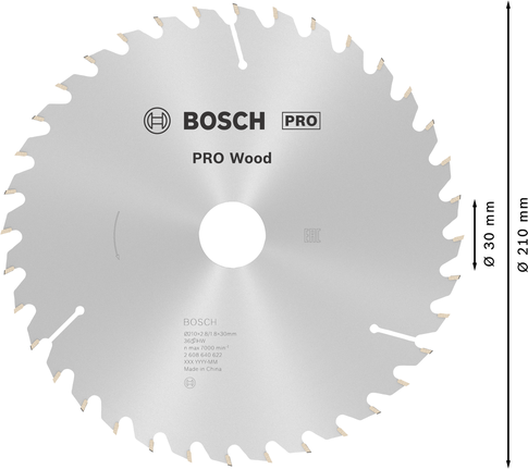Puidusae ketas PRO Wood Circular, 210 × 2,8 × 30 mm, T36 Bosch Professional – Bosch Professional