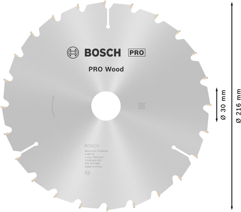 Puidusae ketas PRO Wood Circular, 216 × 2 × 30 mm, T24 Bosch Professional – Bosch Professional