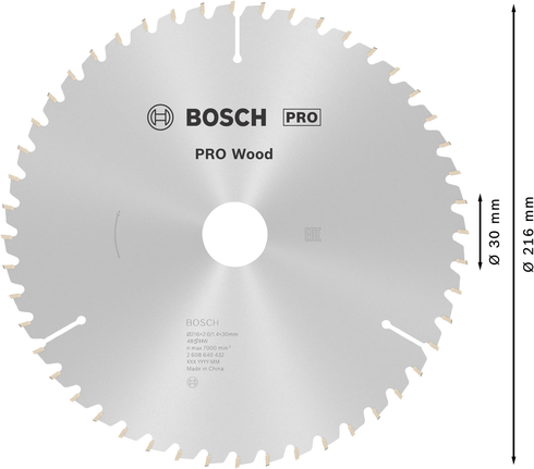 Puidusae ketas PRO Wood Circular, 216 × 2 × 30 mm, T48 Bosch Professional – Bosch Professional