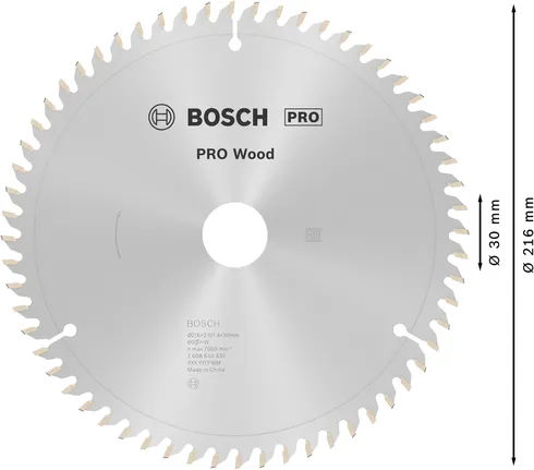Puidusae ketas PRO Wood Circular, 216 × 2 × 30 mm, T60 Bosch Professional – Bosch Professional