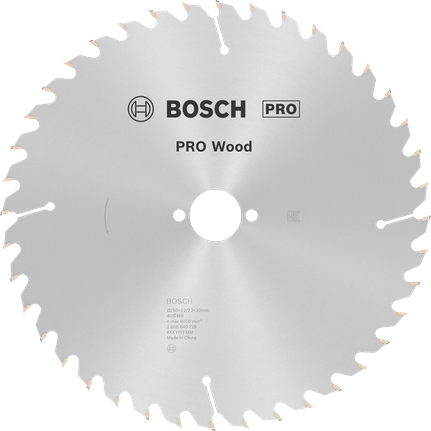 Puidusae ketas PRO Wood Circular, 250 × 3,2 × 30 mm, T40, läbimõõt 250 mm, ava suurus 30 mm, paksus 2,2 mm, lõikelaius 3,2 mm Bosch Professional – Bosch Professional
