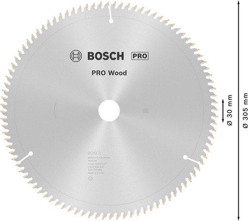 Puidusae ketas PRO Wood Circular, 305 × 2,5 × 30 mm, T96 Bosch Professional – Bosch Professional