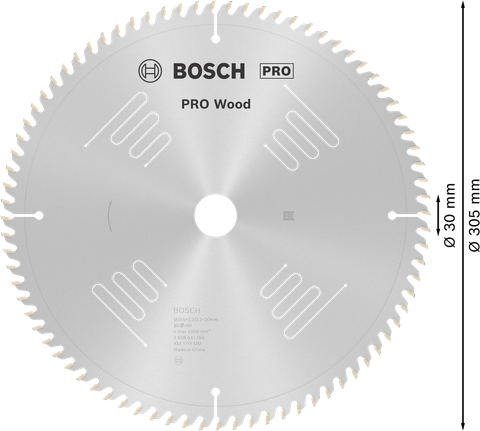 Puidusae ketas PRO Wood Circular, 305 × 3,2 × 30 mm, T80 Bosch Professional – Bosch Professional