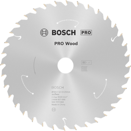 Puidusae ketas PRO Wood cordless, 165 × 1,5 × 20 mm, T36 Bosch Professional – Bosch Professional