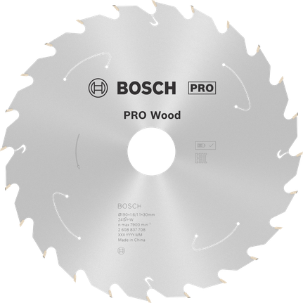 Puidusae ketas PRO Wood cordless, 190 × 1,6 × 30 mm, T24 Bosch Professional – Bosch Professional