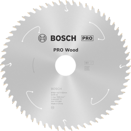 Puidusae ketas PRO Wood cordless, 190 × 1,6 × 30 mm, T60 Bosch Professional – Bosch Professional
