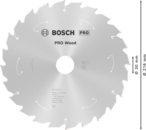 Puidusae ketas PRO Wood cordless, 216 × 1,7 × 30 mm, T24 Bosch Professional – Bosch Professional
