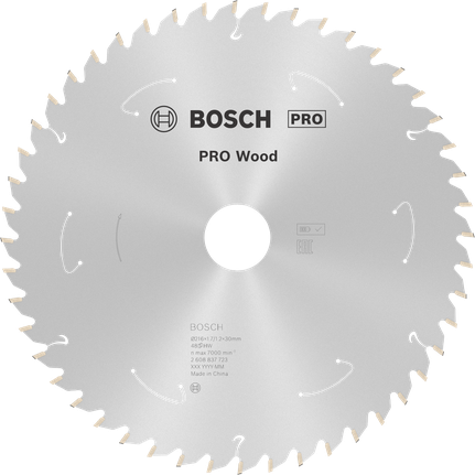 Puidusae ketas PRO Wood cordless, 216 × 1,7 × 30 mm, T48, läbimõõt 216 mm, ava suurus 30 mm, paksus 1,2 mm Bosch Professional – Bosch Professional