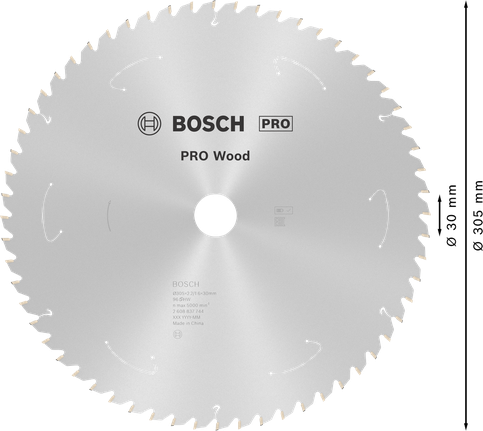 Puidusae ketas PRO Wood cordless, 305 × 2,2 × 30 mm, T96 Bosch Professional – Bosch Professional