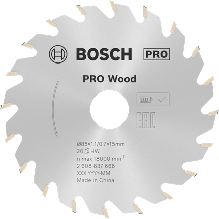 Puidusae ketas PRO Wood cordless, 85 × 1,1 × 15 mm Bosch Professional – Bosch Professional