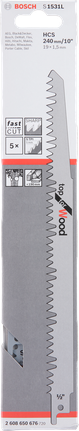 Puidusae ketas S1531L 1,5 × 19 × 240 mm, 5 tk Bosch Professional – Bosch Professional