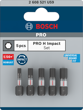 Puurid PRO H Impact, H3, H4, H5 (×2), H6, 25 mm, 5 tk Bosch Professional – Bosch Professional