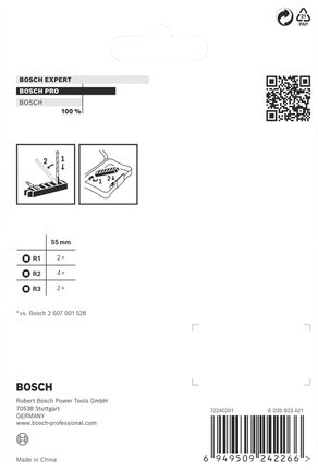 Puurid PRO R Impact, R1 (×2), R2 (×4), R3 (×2), 55 mm, 8 tk Bosch Professional – Bosch Professional
