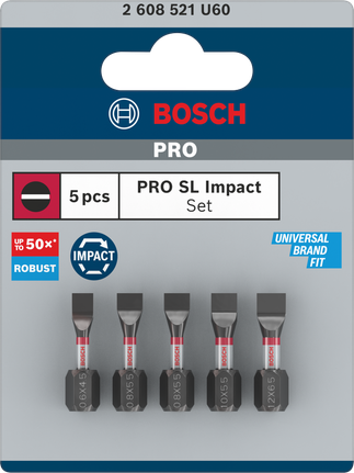 Puurid PRO SL Impact, SL4.5, SL5.5 (×2), SL5.5, SL6.5, 25 mm, 5 tk Bosch Professional – Bosch Professional