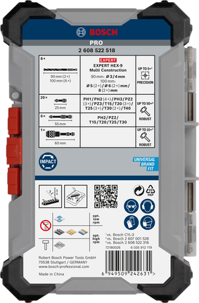 Segakomplekt PRO Impact, väljapaneku alus, 6 × 35 tk Bosch Professional – Bosch Professional