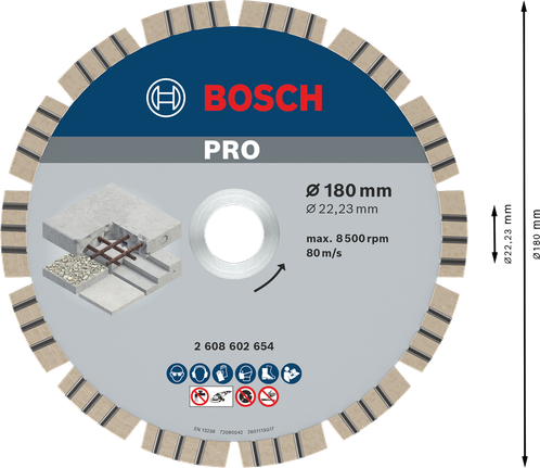 Teemantketas PRO Concrete, 180 × 22,23 mm Bosch Professional – Bosch Professional
