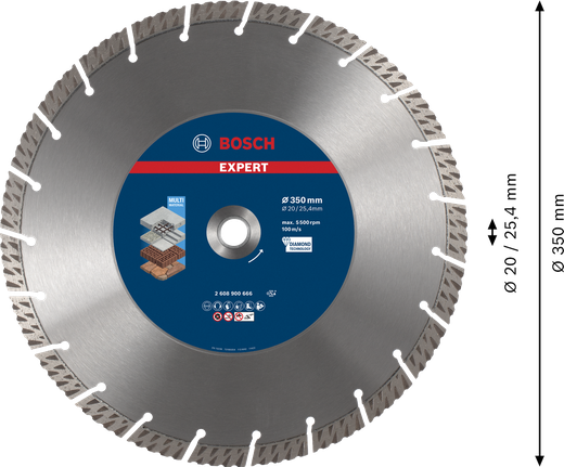 Teemantlõikeketas EXPERT MultiMaterial, 350 × 20/25,40 × 3,3 × 15 mm Bosch EXPERT – Bosch EXPERT