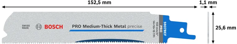 Saabelsaetera PRO Medium-Thick Metal precise S937BEF, 1,1 × 25 × 150 mm, 5 tk Bosch Professional – Bosch Professional