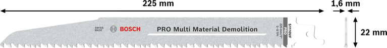 Saabelsaetera PRO Multi Material Demolition S1110VF, 1,6 × 22 × 225 mm, 5 tk Bosch Professional – Bosch Professional