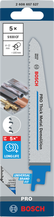 Saabelsaetera PRO Thick Metal Demolition S930CF 1,6 × 22 × 150 mm, 5 tk Bosch Professional – Bosch Professional