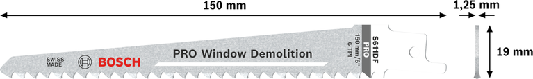 Saabelsaetera PRO Window Demolition S611DF, 1,25 × 19 × 150 mm, 5 tk Bosch Professional – Bosch Professional